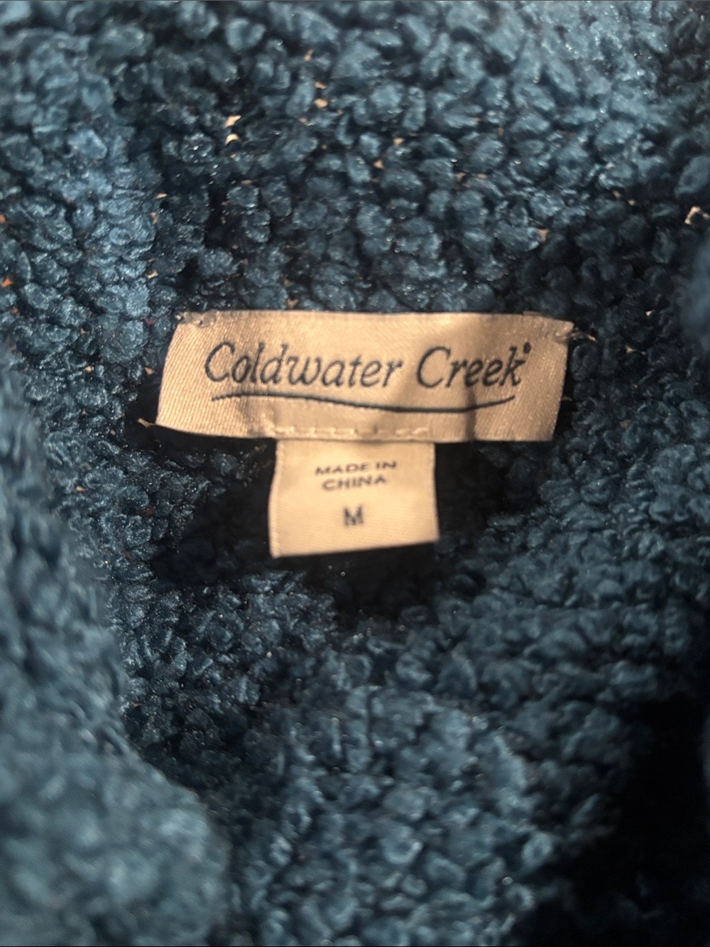 Coldwater Creek Teal Bouclé Turtleneck Sweater - Picture 3 of 4